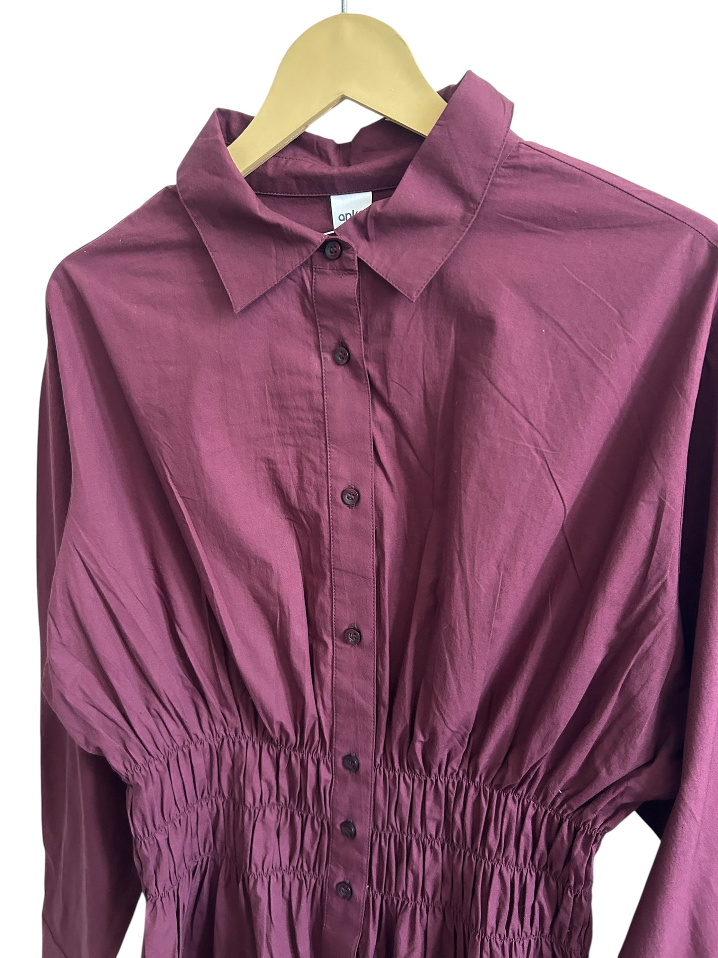 Solid Shirred Waist Shirt