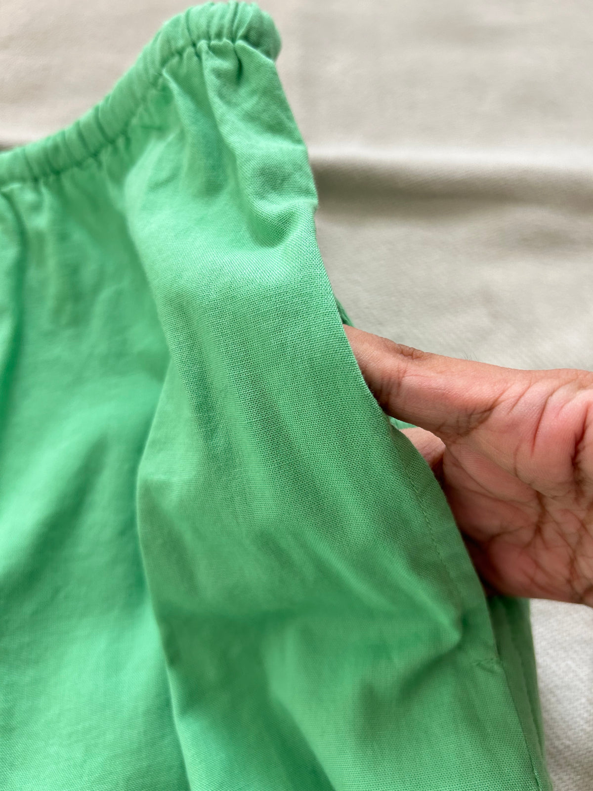 Green Lace Cotton Shorts: 34”