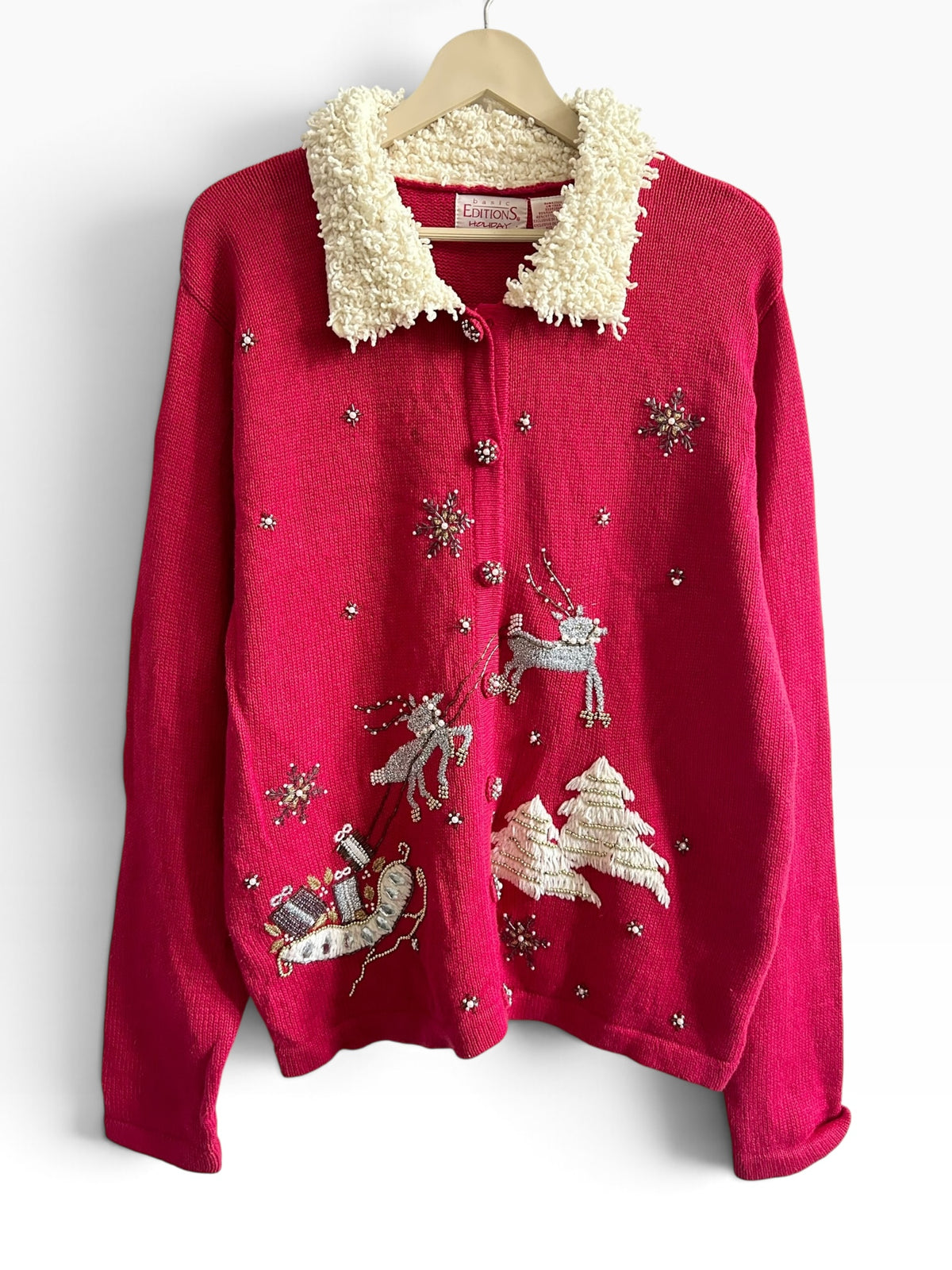Vintage Reindeer Sleigh Christmas Cardigan