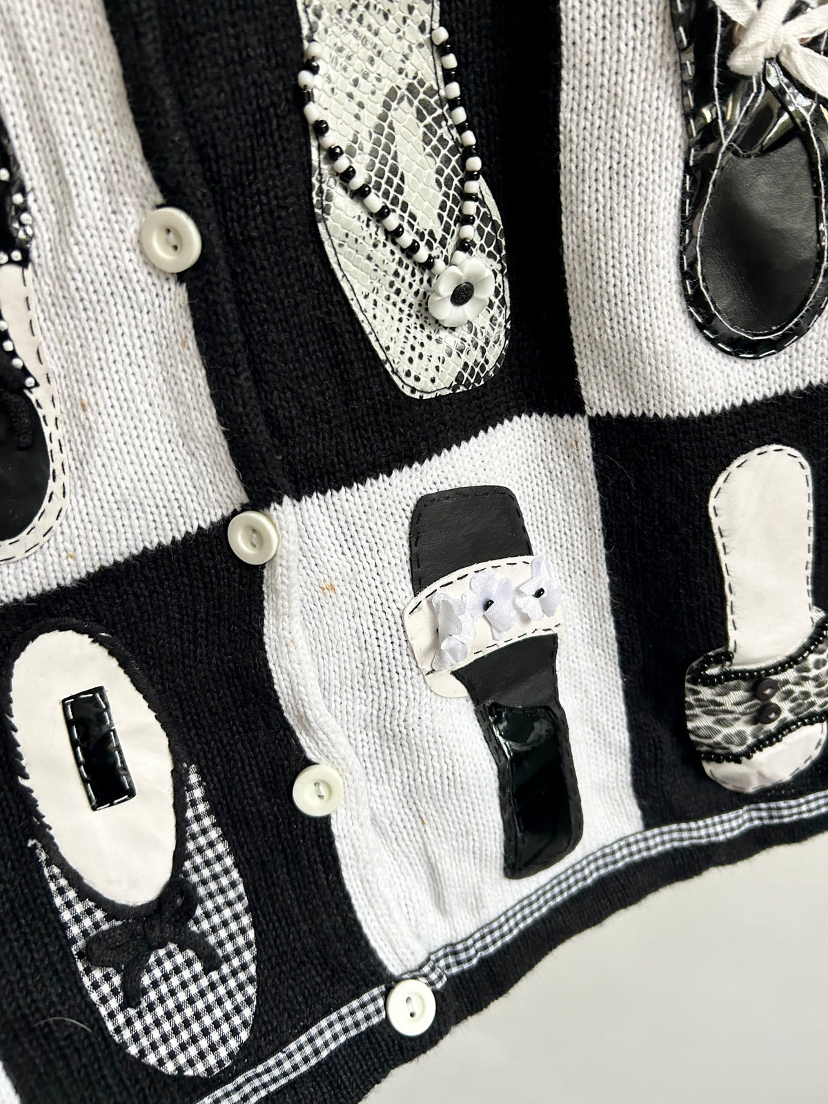 Vintage Shoe Patchwork Cardigan