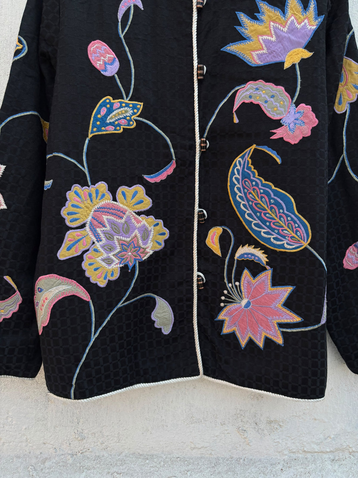Vintage Black Floral Jacket: 44”