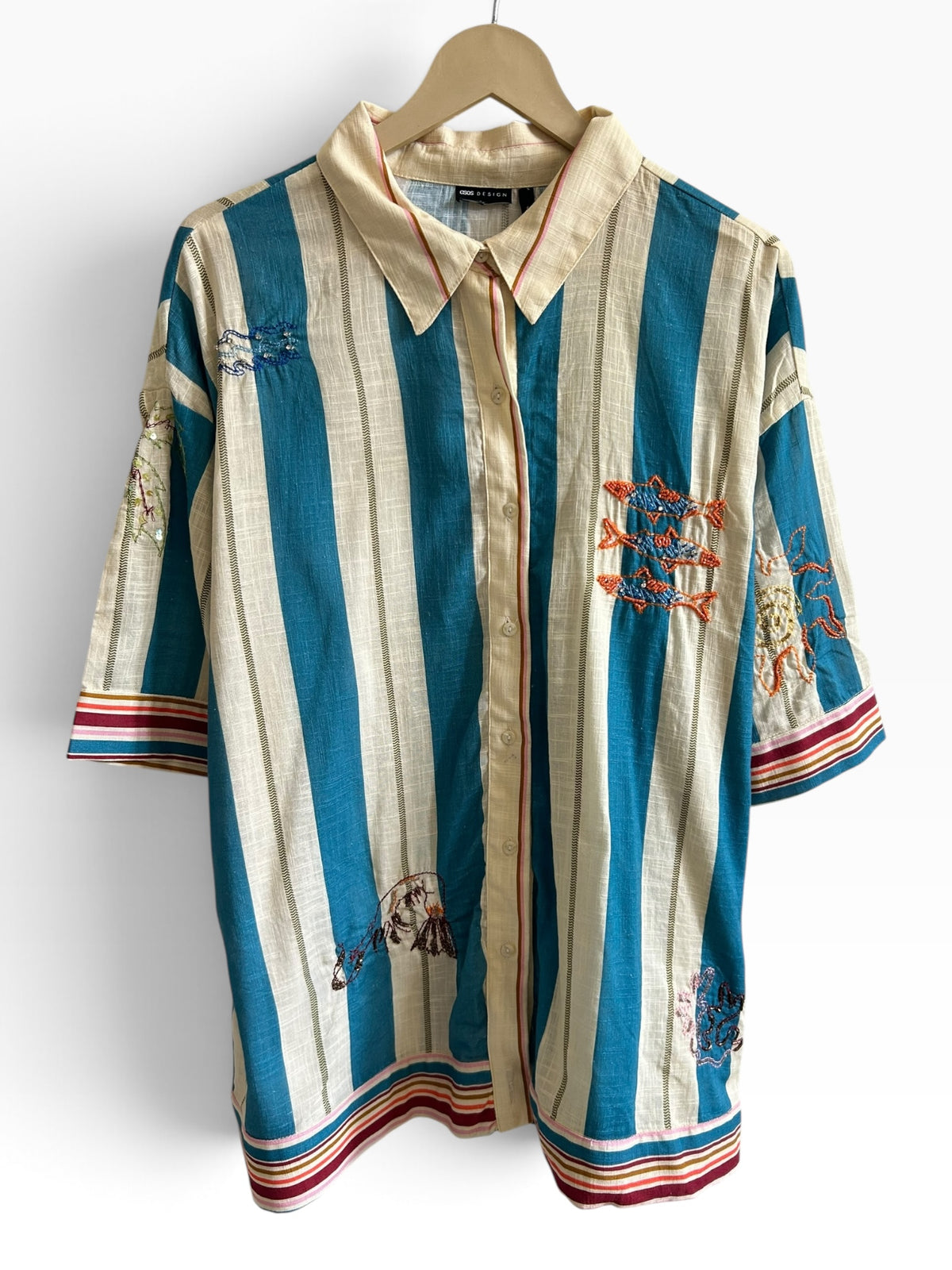 Cotton Embroidered Striped Shirt
