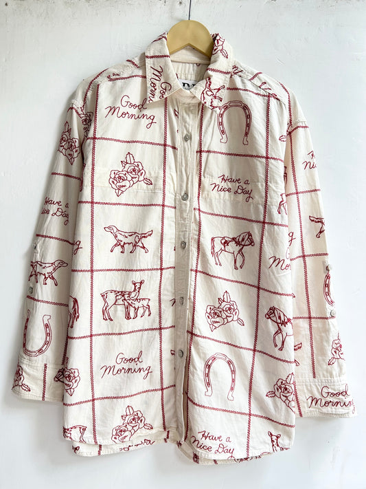 Cotton Embroidered Shirt: Chest-44”