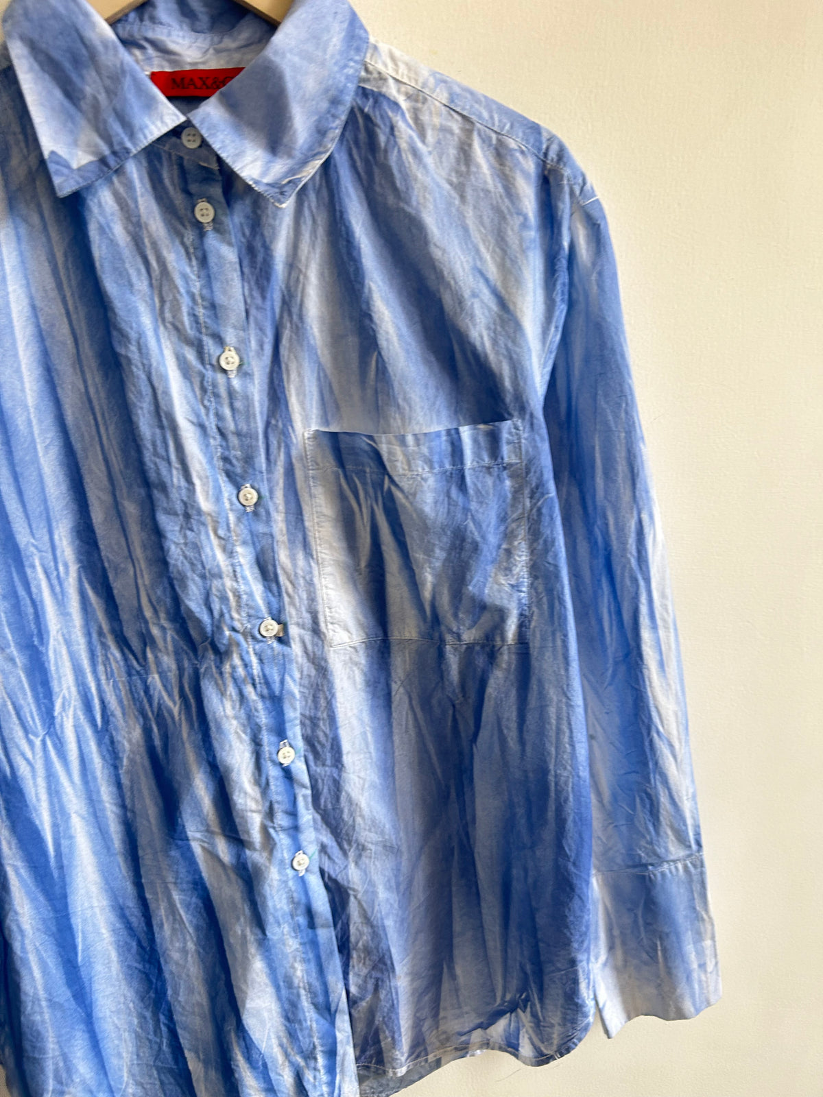 Blue Printed Shirt: 38”