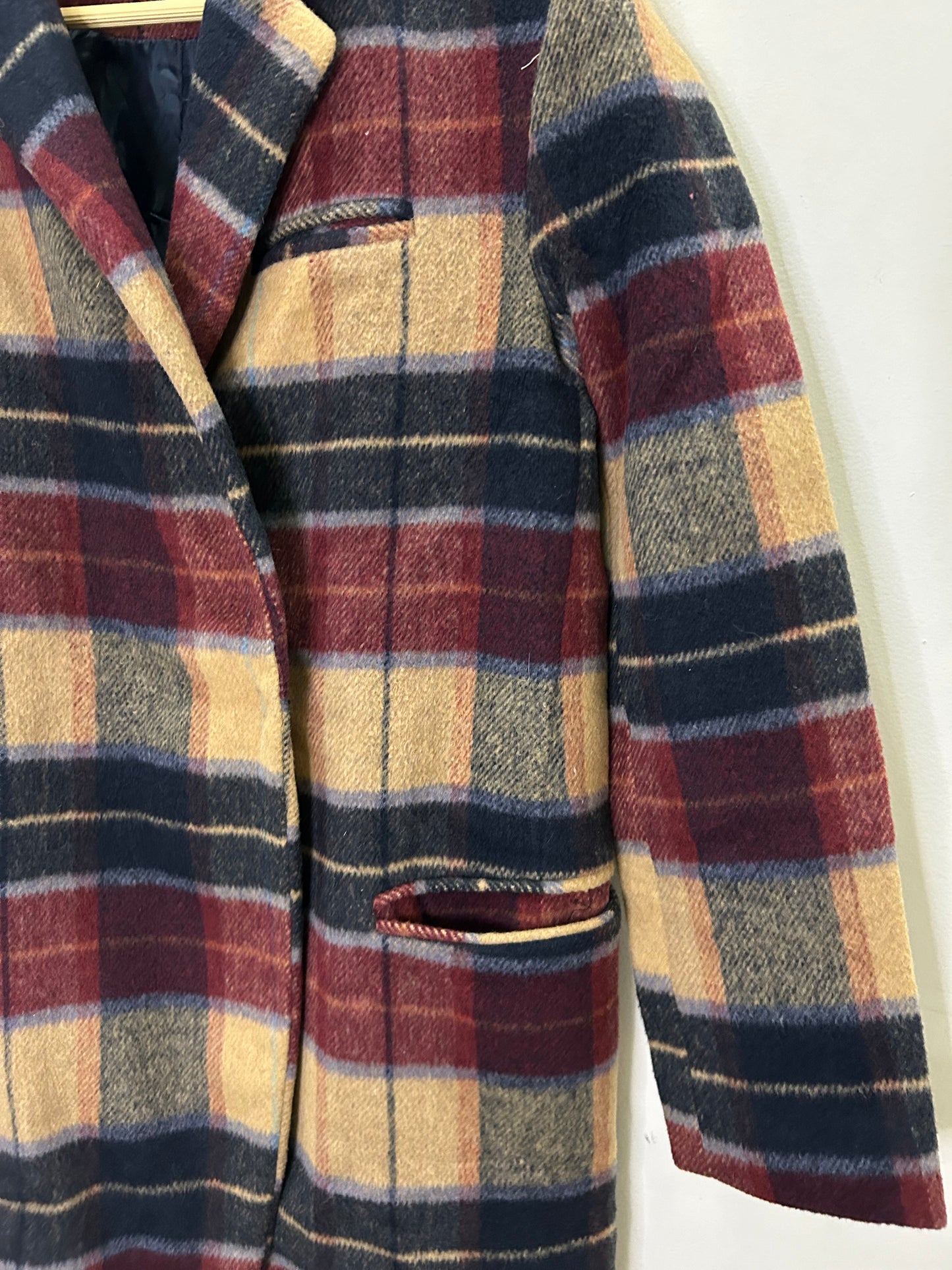 Plaid Wool Blend Coat