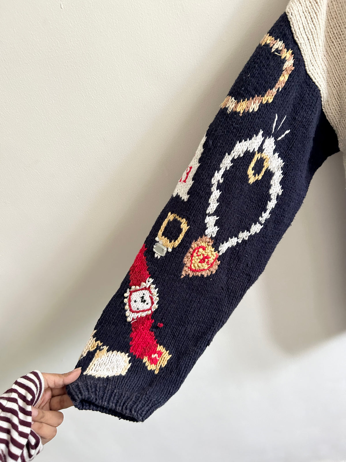 Vintage Interior Room Scene Knit Cardigan
