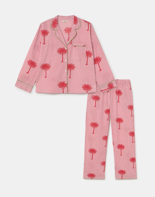 Palm Tree Striped Cotton Co-Ord Set
