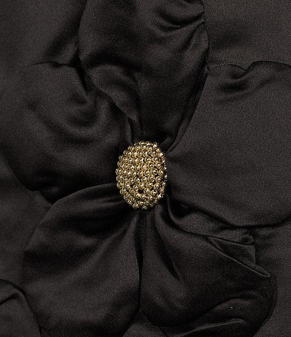 Black Beaded Floral Applique Dress