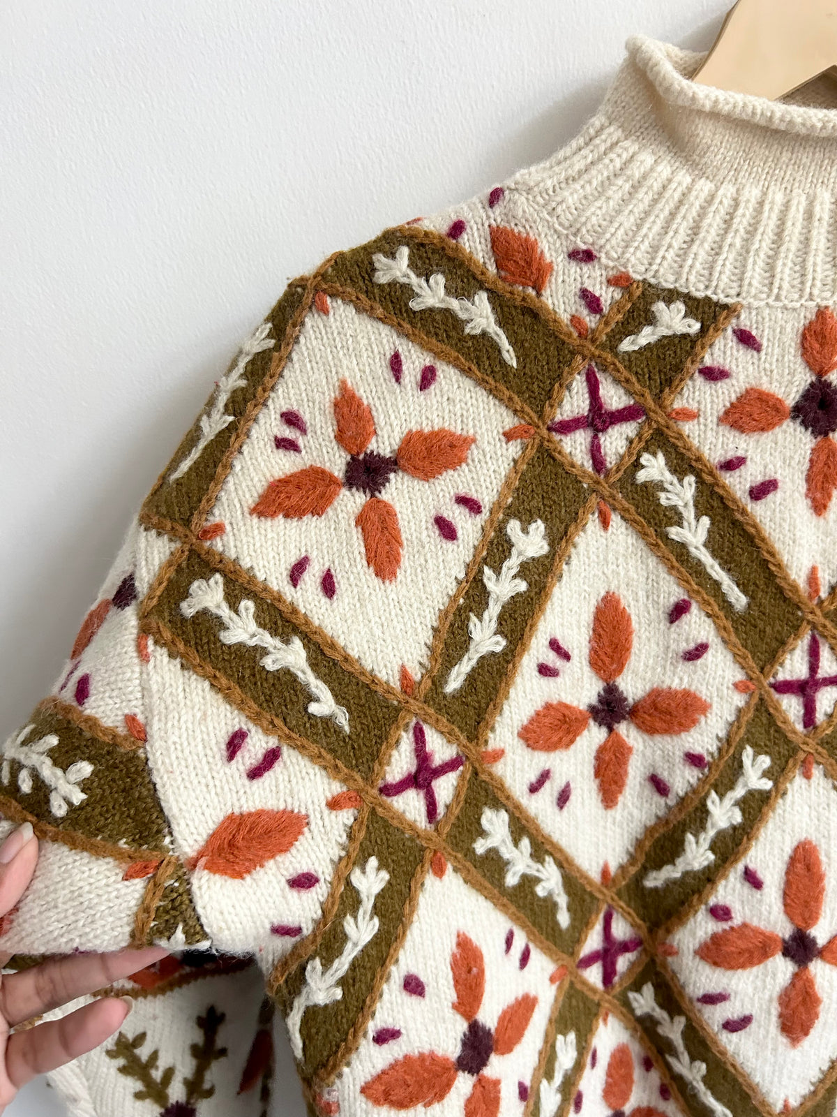Vintage Earth Tone Geometric Knit Sweater