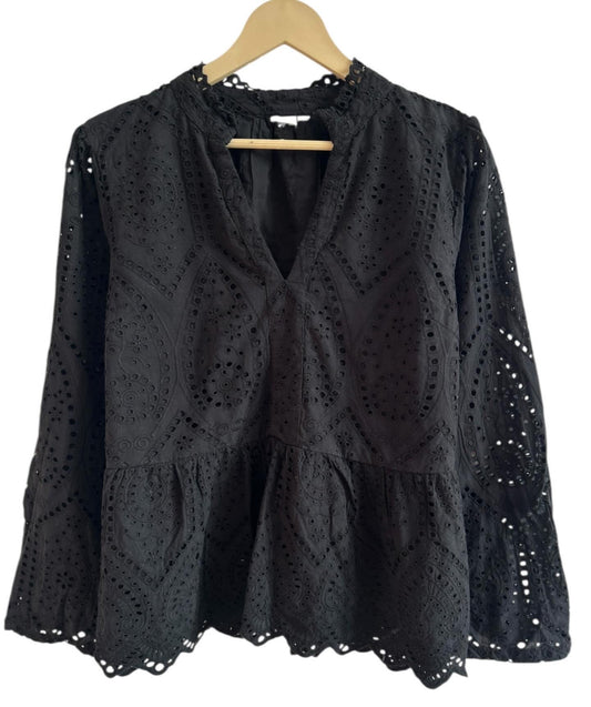 Black Schiffli Top