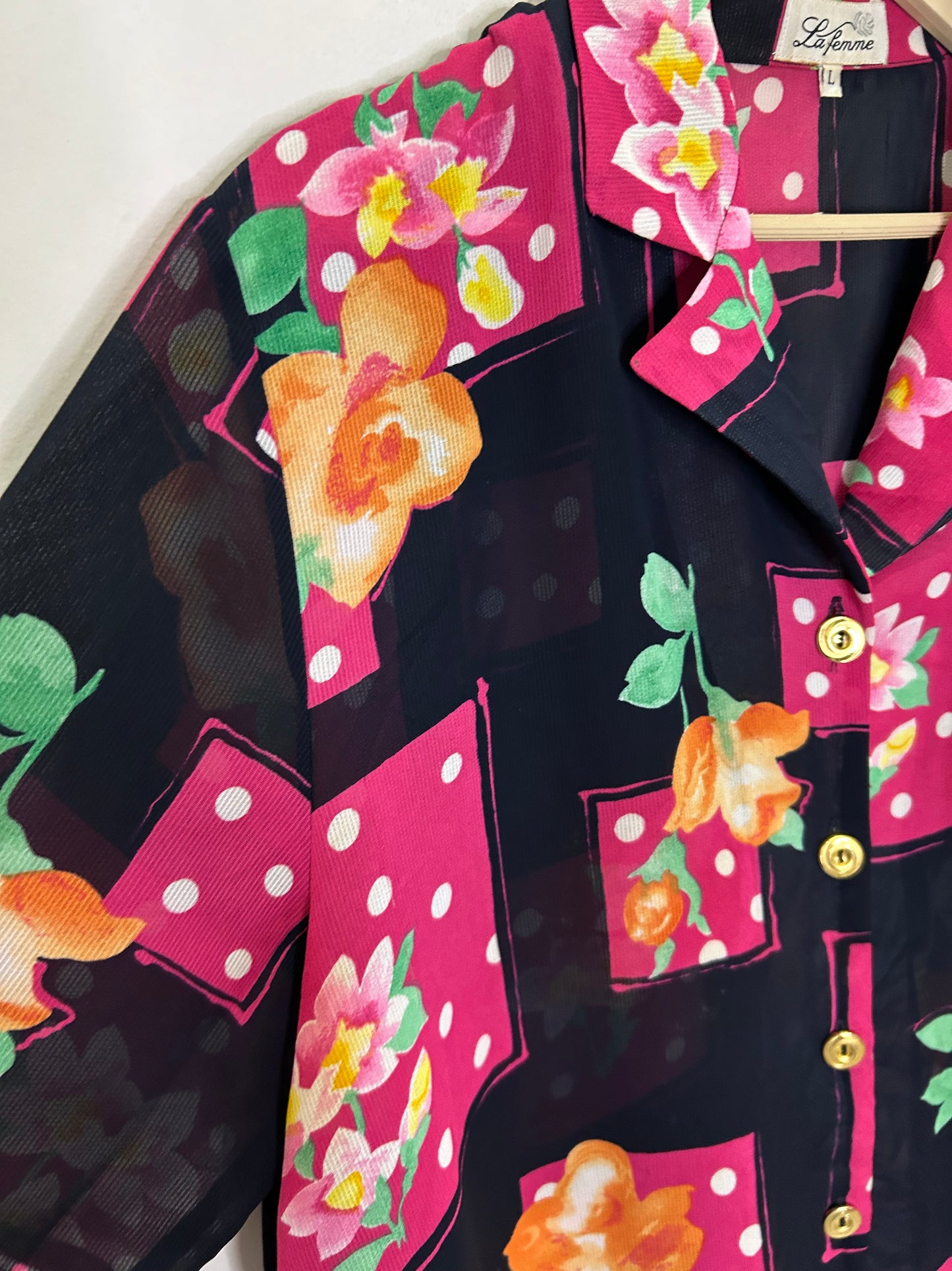 Polka Dot Floral Shirt: Chest-46”