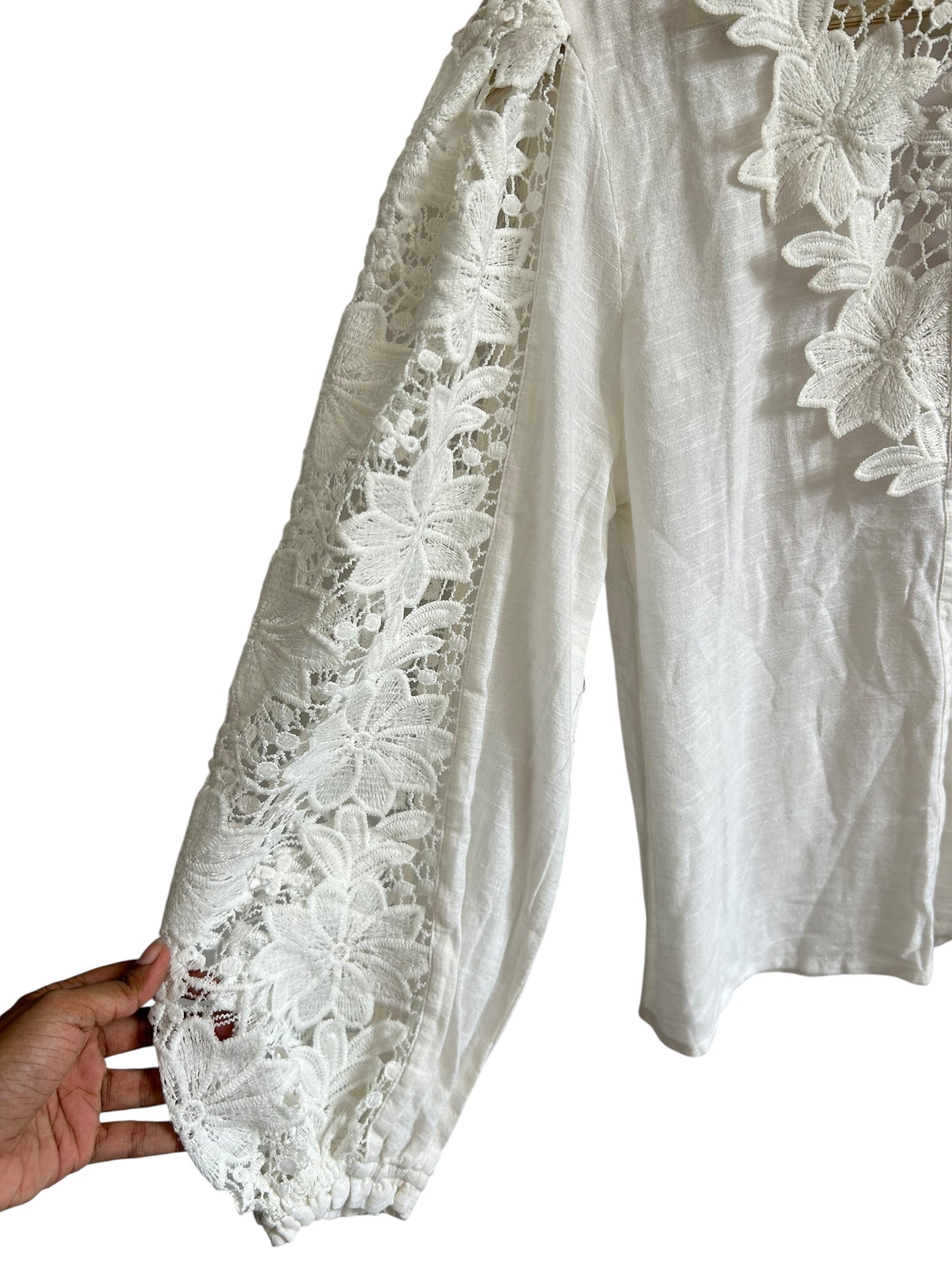 White Cotton Floral Top