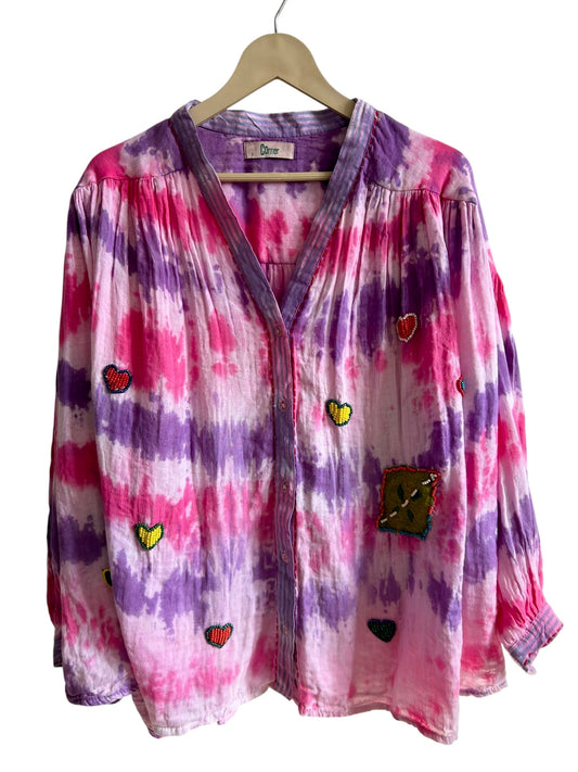 Tie & Dye Embroidered Top