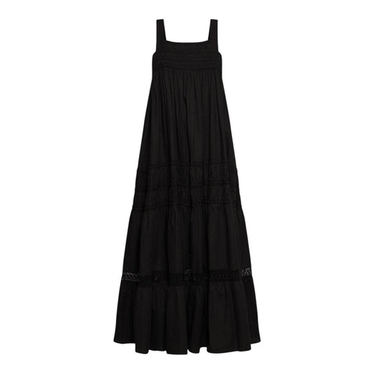 Black LINEN LOOK EMBROIDERED DETAIL MAXI DRESS (Copy)