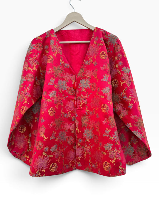 Floral Vintage Red Jacket: 42”