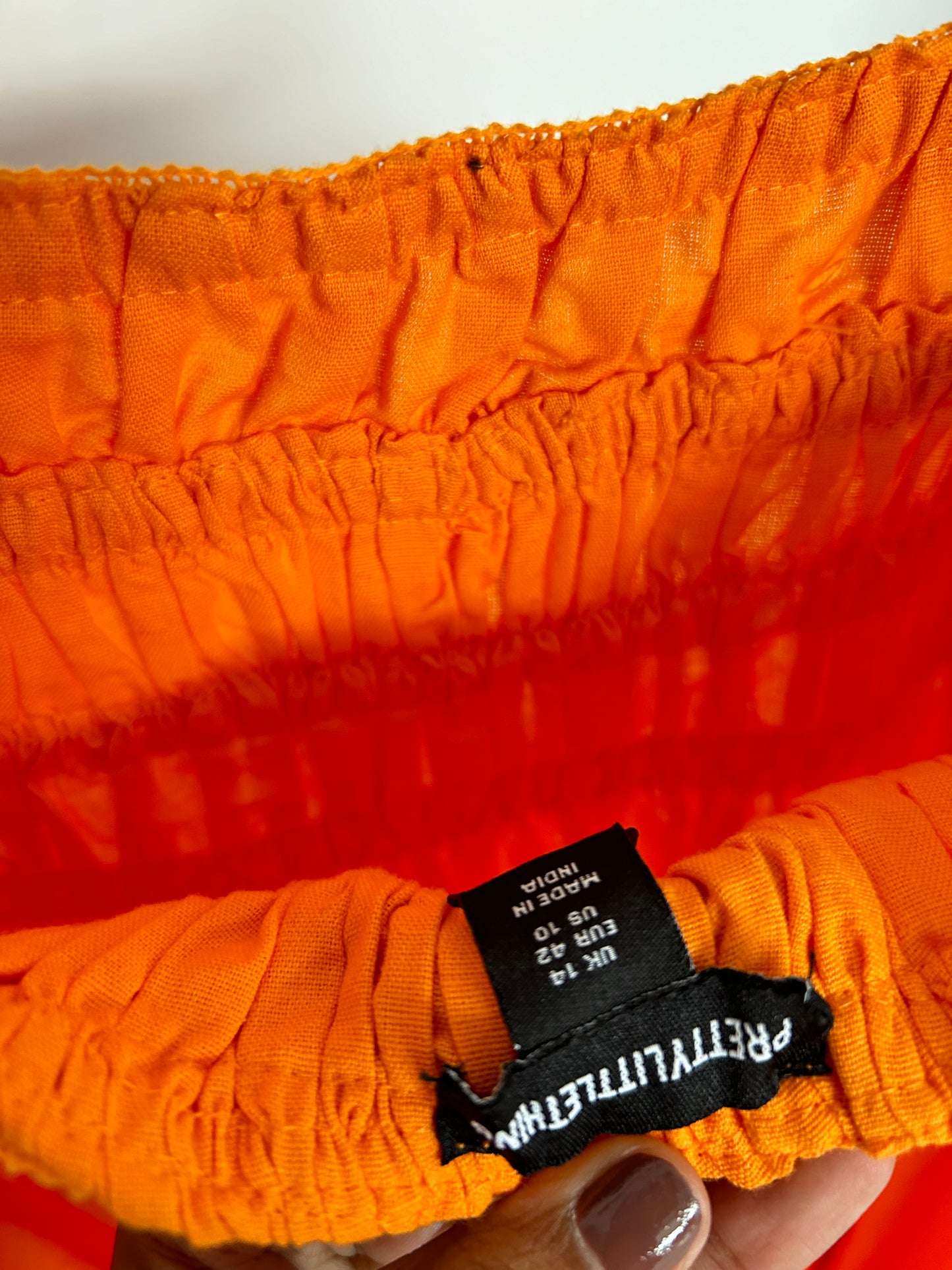 BURNT ORANGE LINEN LOOK EMBROIDERED DETAIL MAXI DRESS