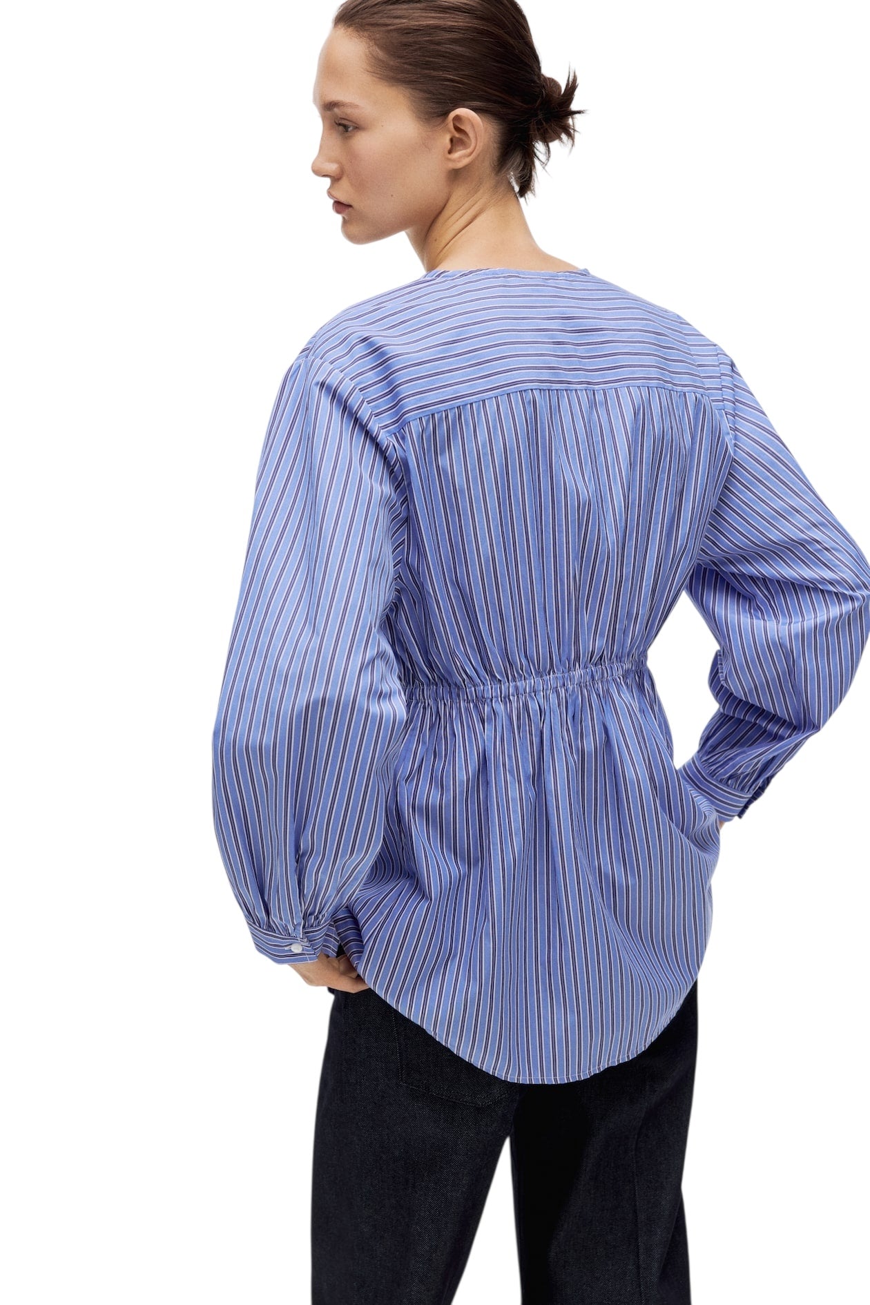 Blue Striped Waisted Top