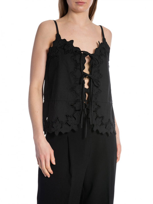 Cotton Front Knot Black Top