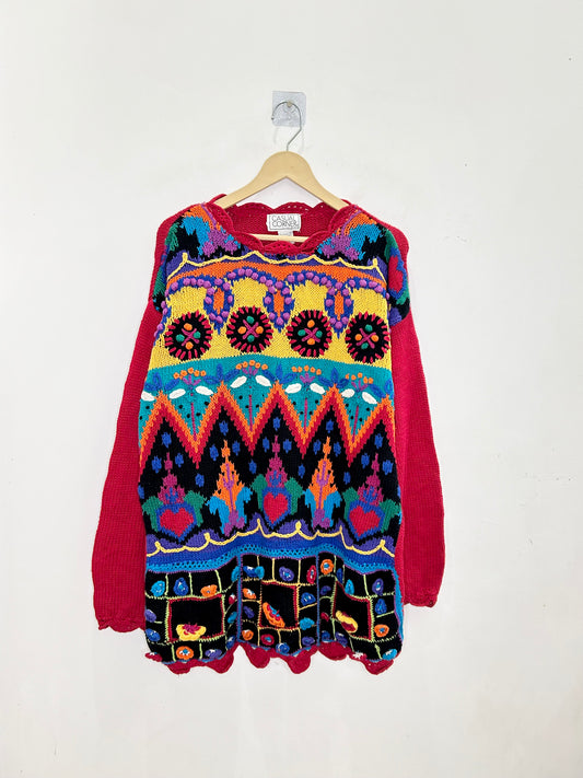 Red Patchwork Sweater