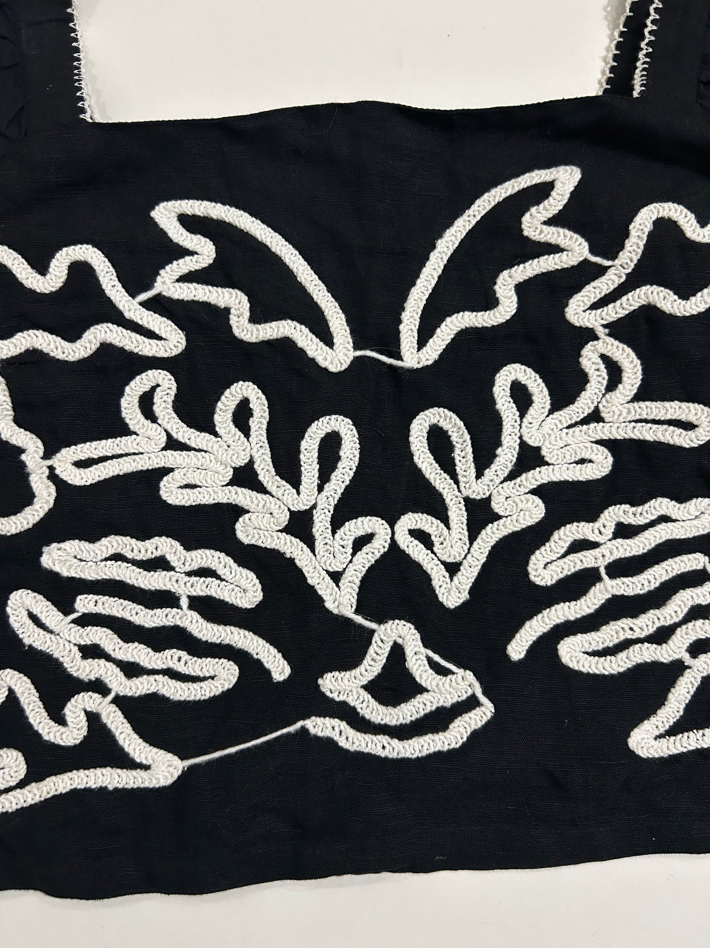 Black Embroidered Cotton Top