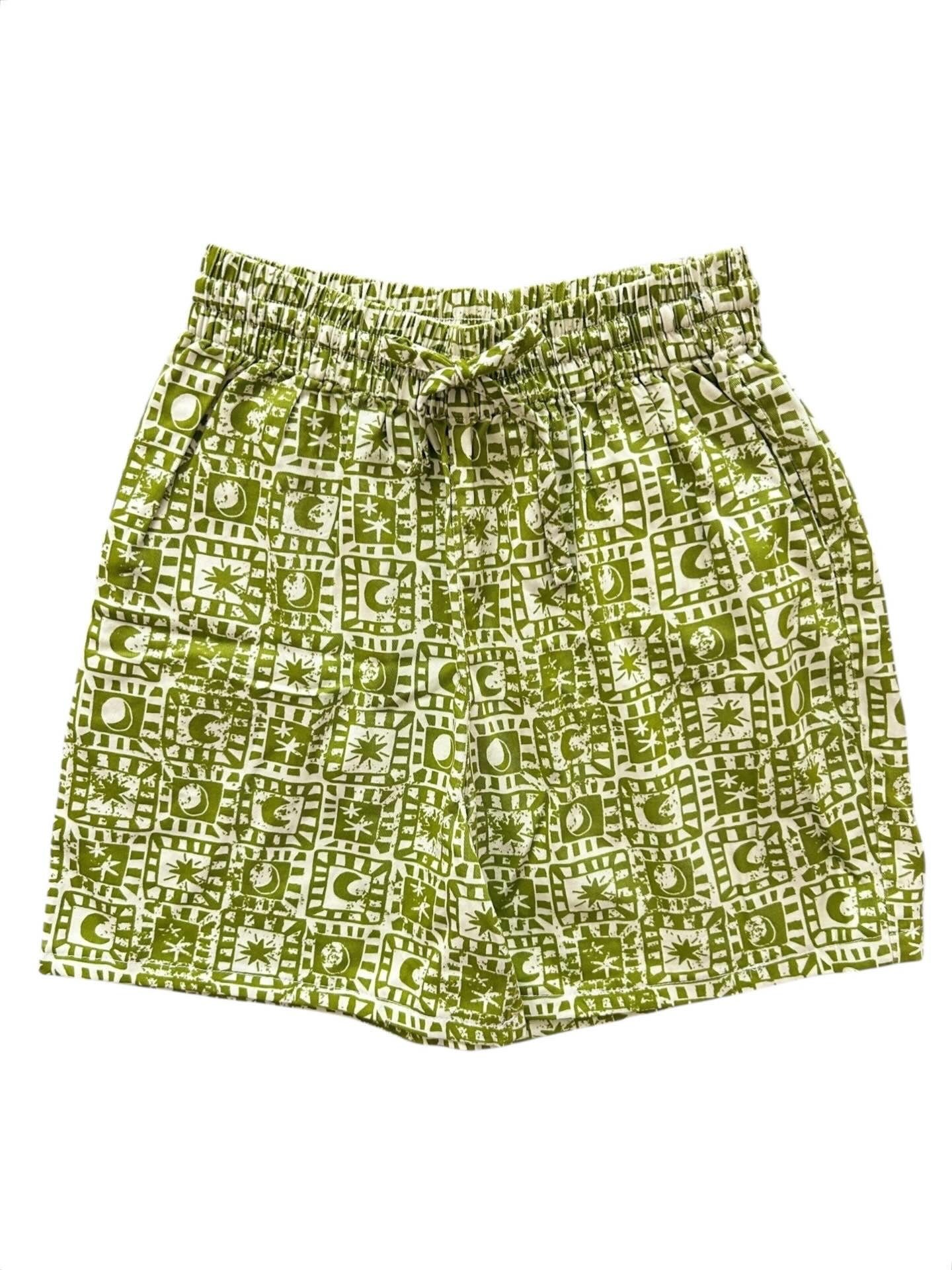 LUCY & YAK Green Celestial Checkerboard Shorts
