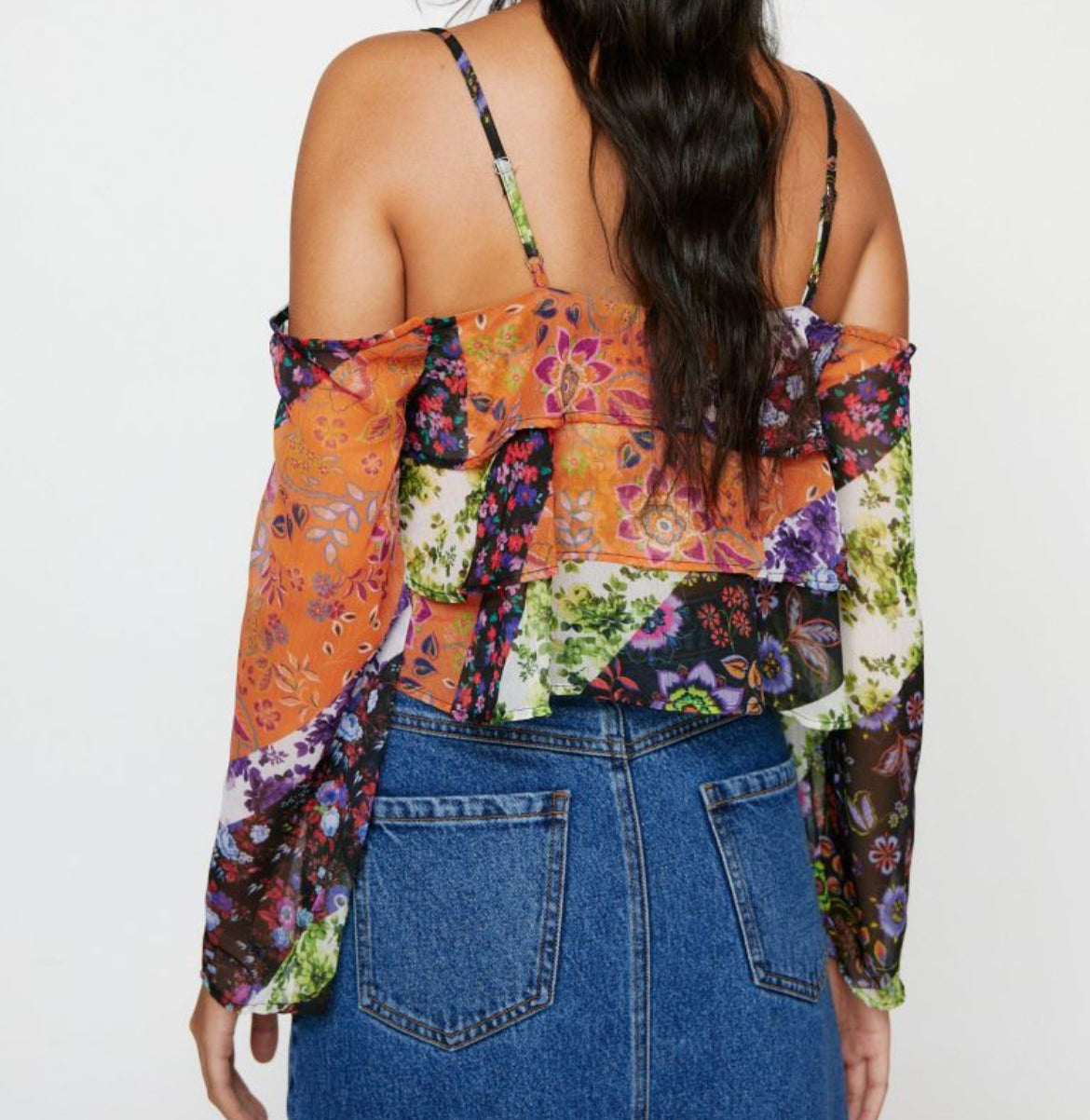 Scarf Print Ruffle Top