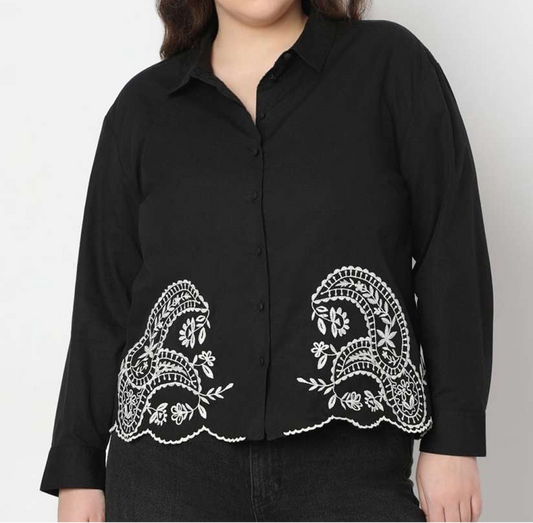 Embroidered Cotton Shirt: L