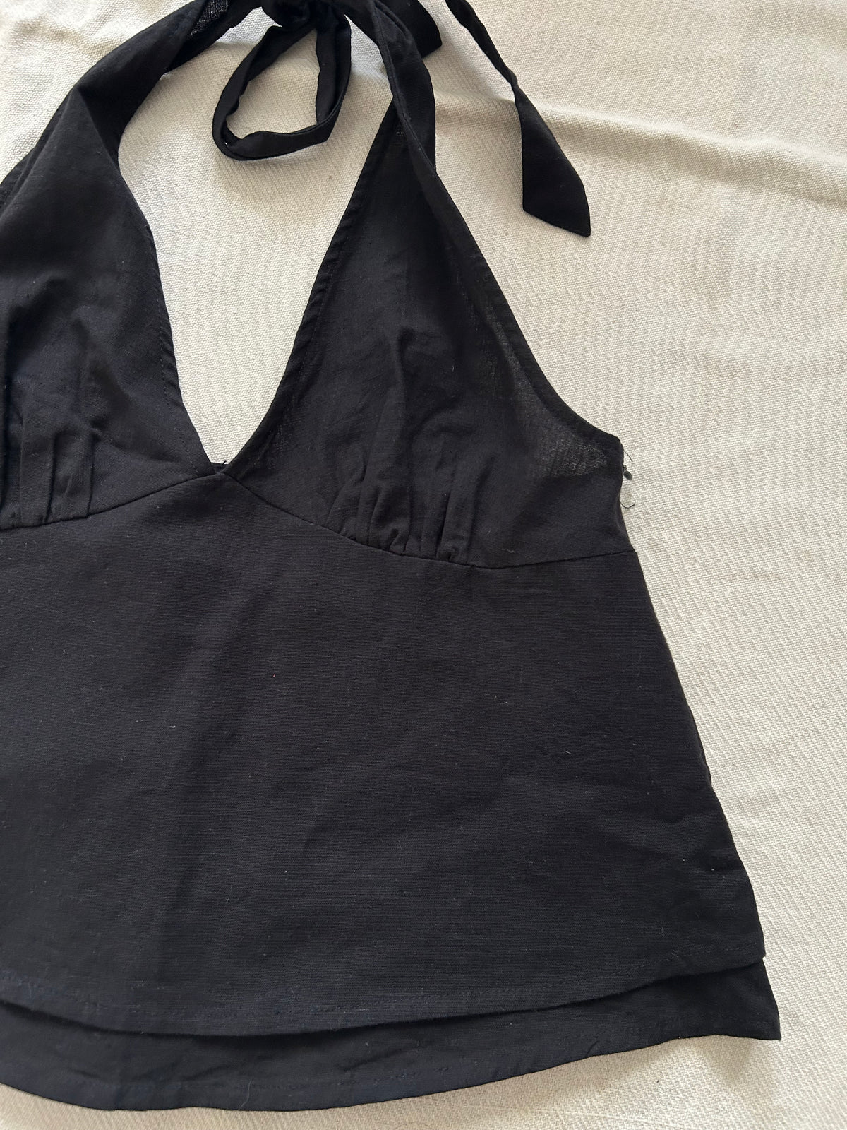 Black Cotton Halterneck Top: 34”