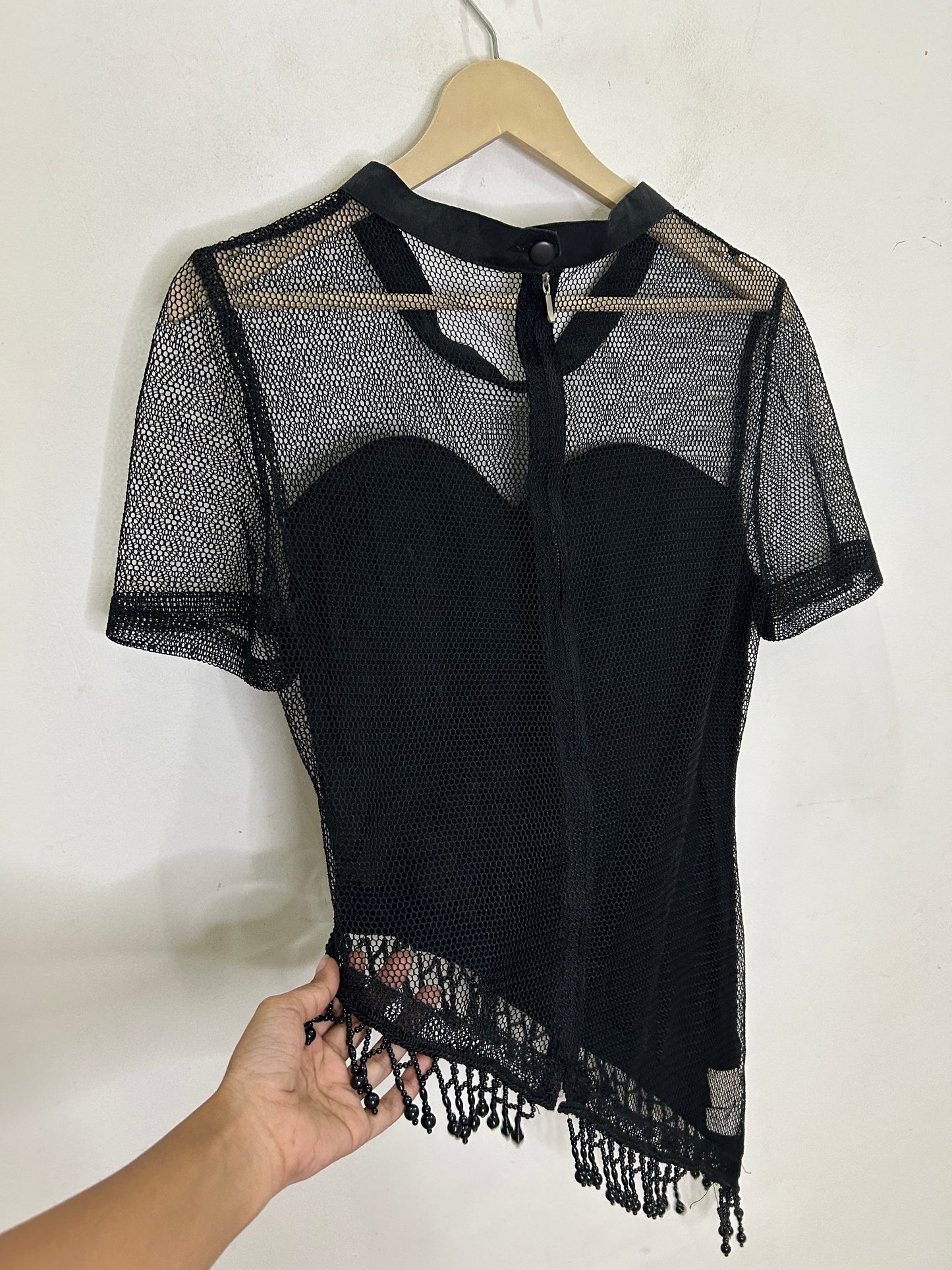 Embellished Mesh Top