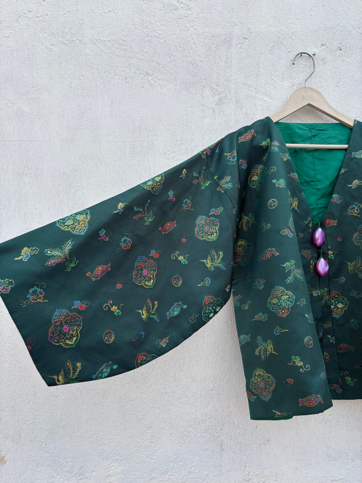 Green Vintage Floral Jacket: 46”