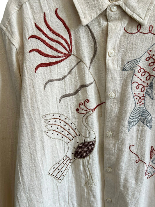 Cotton Fish Embroidered Shirt