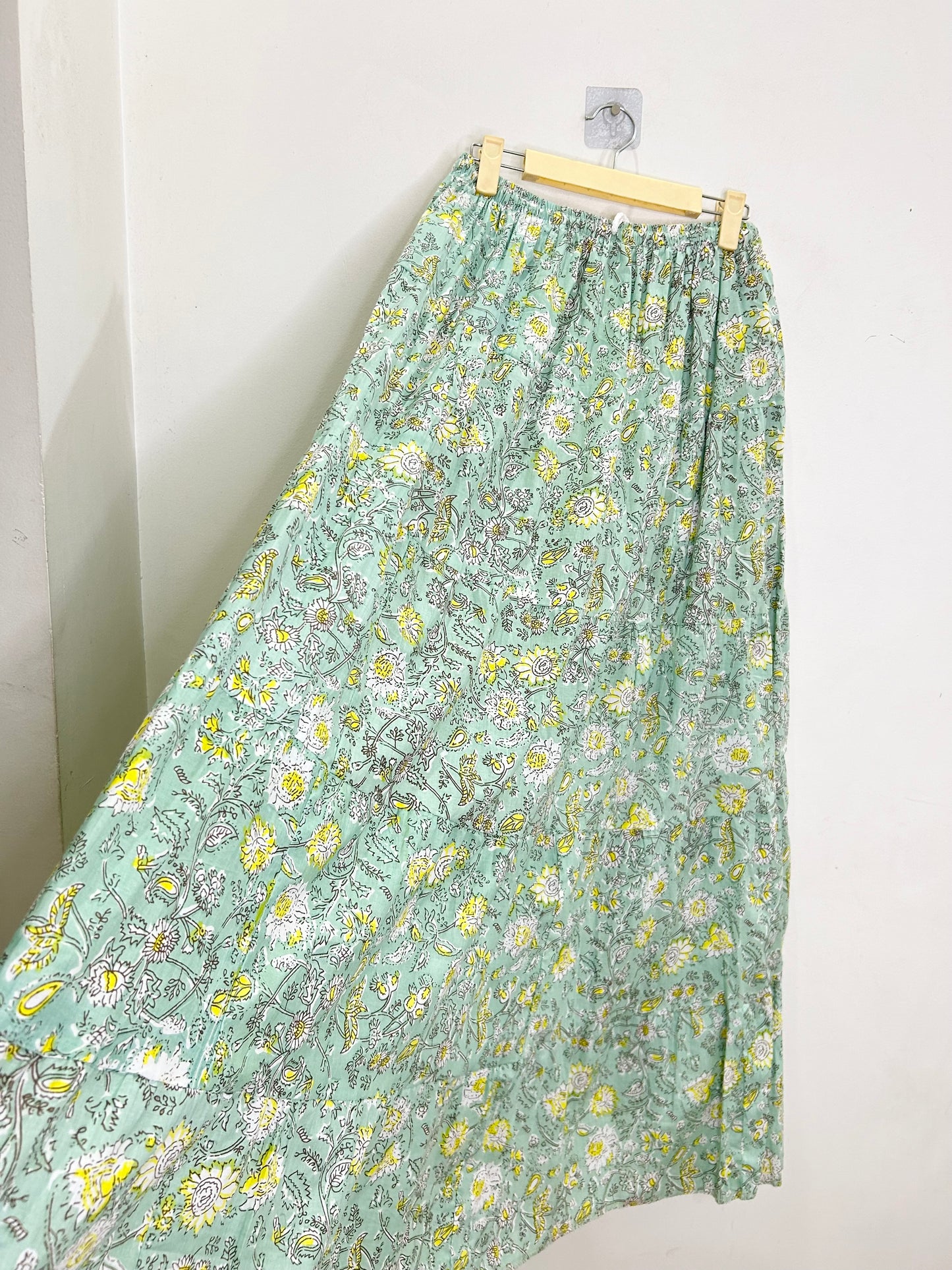 Handblock Printed Green Skirt