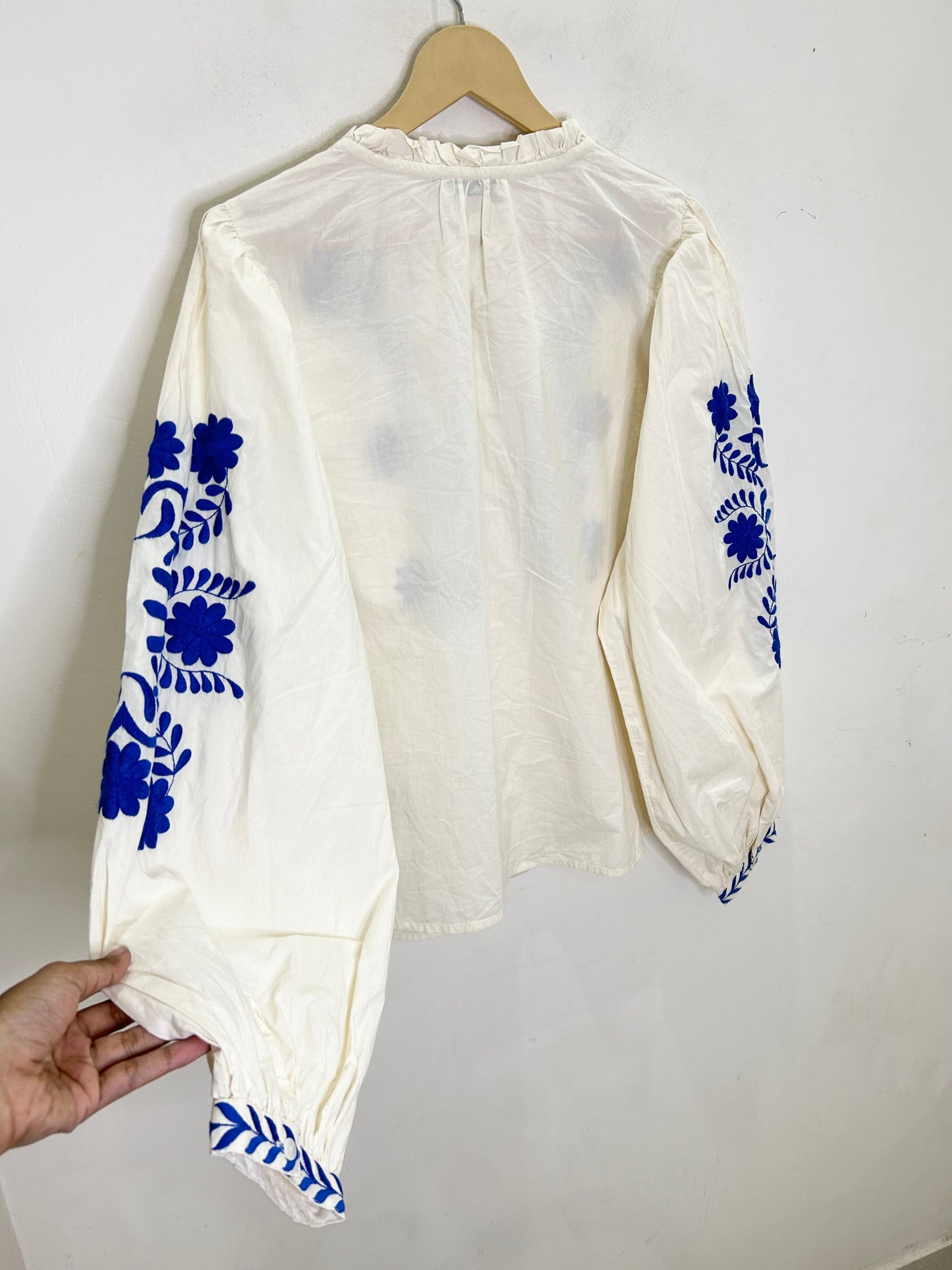 White Cotton Embroidered Blouse