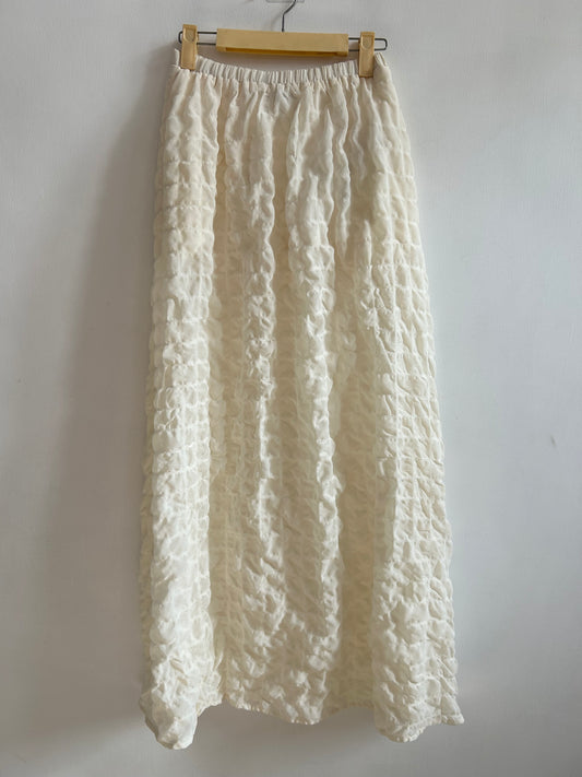 Pretty Little Things Cream Popcorn Skirt with Pocket