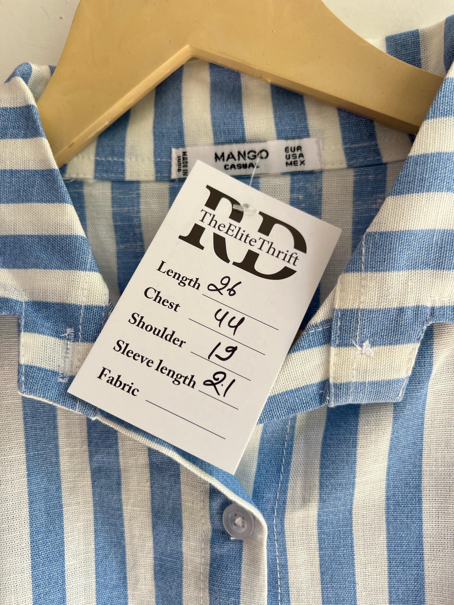 Blue Cotton Striped Shirt