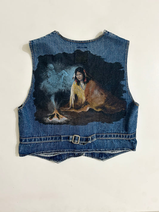 Printed Denim Vest