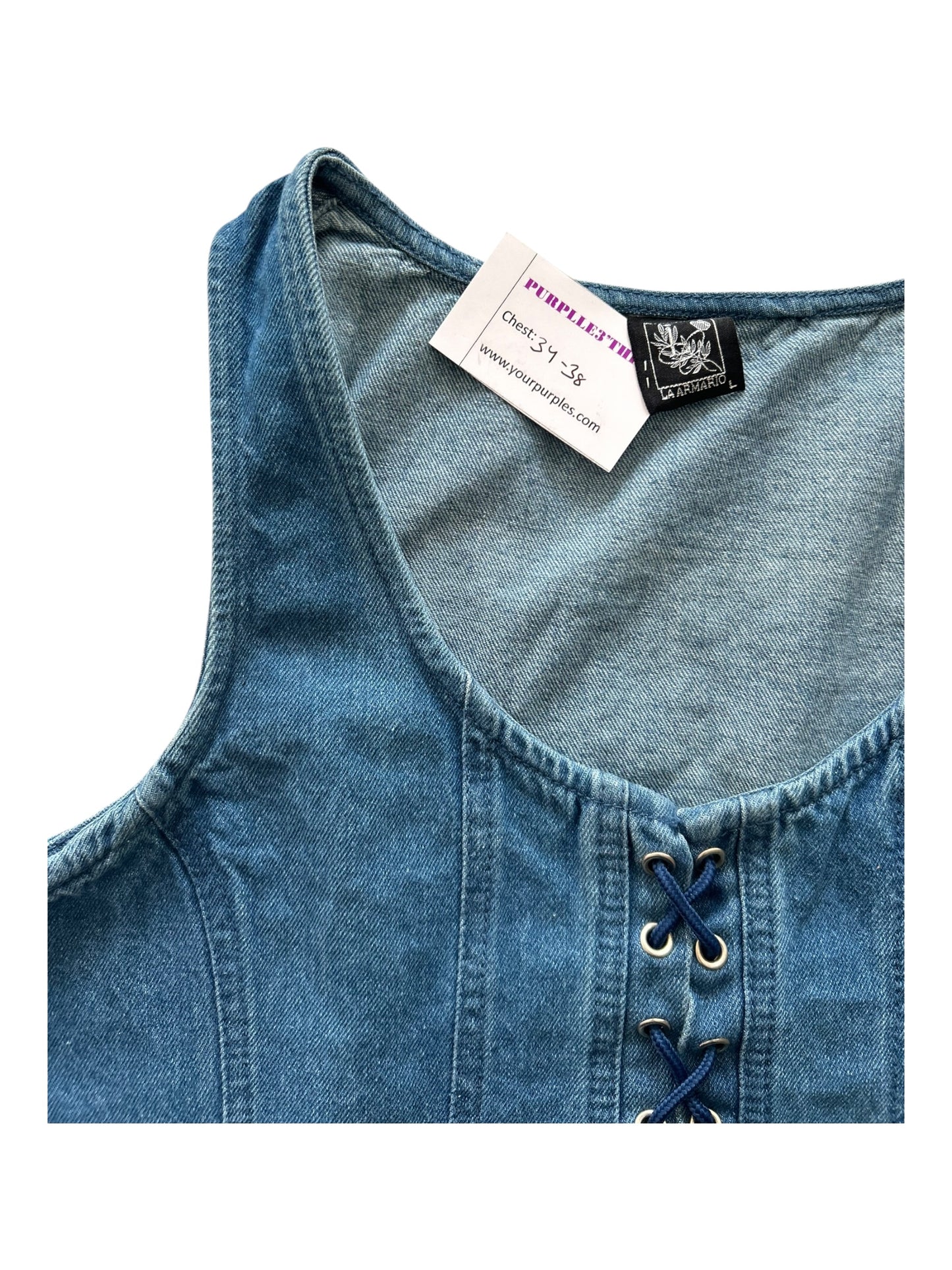 Blue Lace Up Denim Top:38”