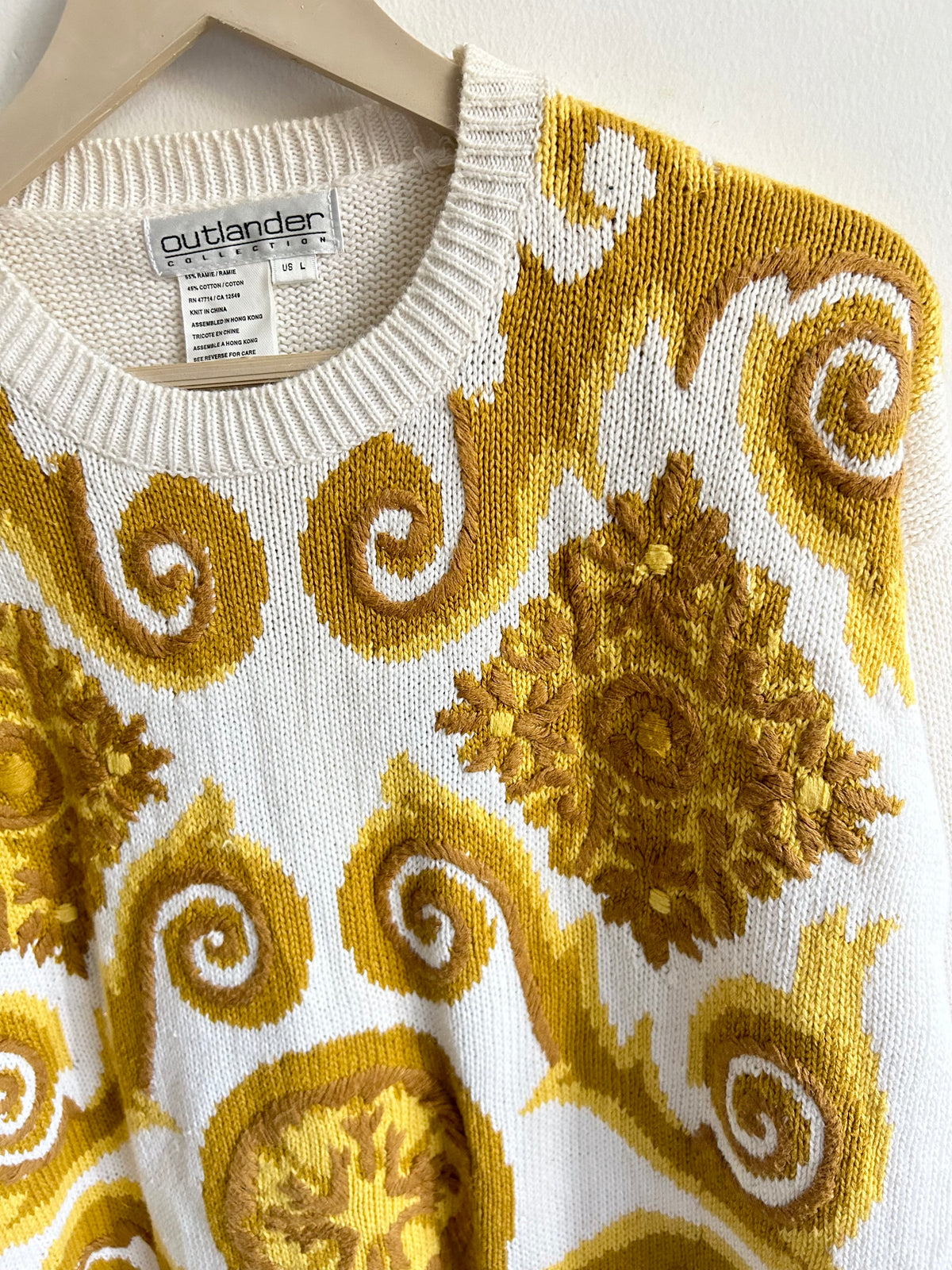 Vintage Baroque Scrollwork Knit Sweater