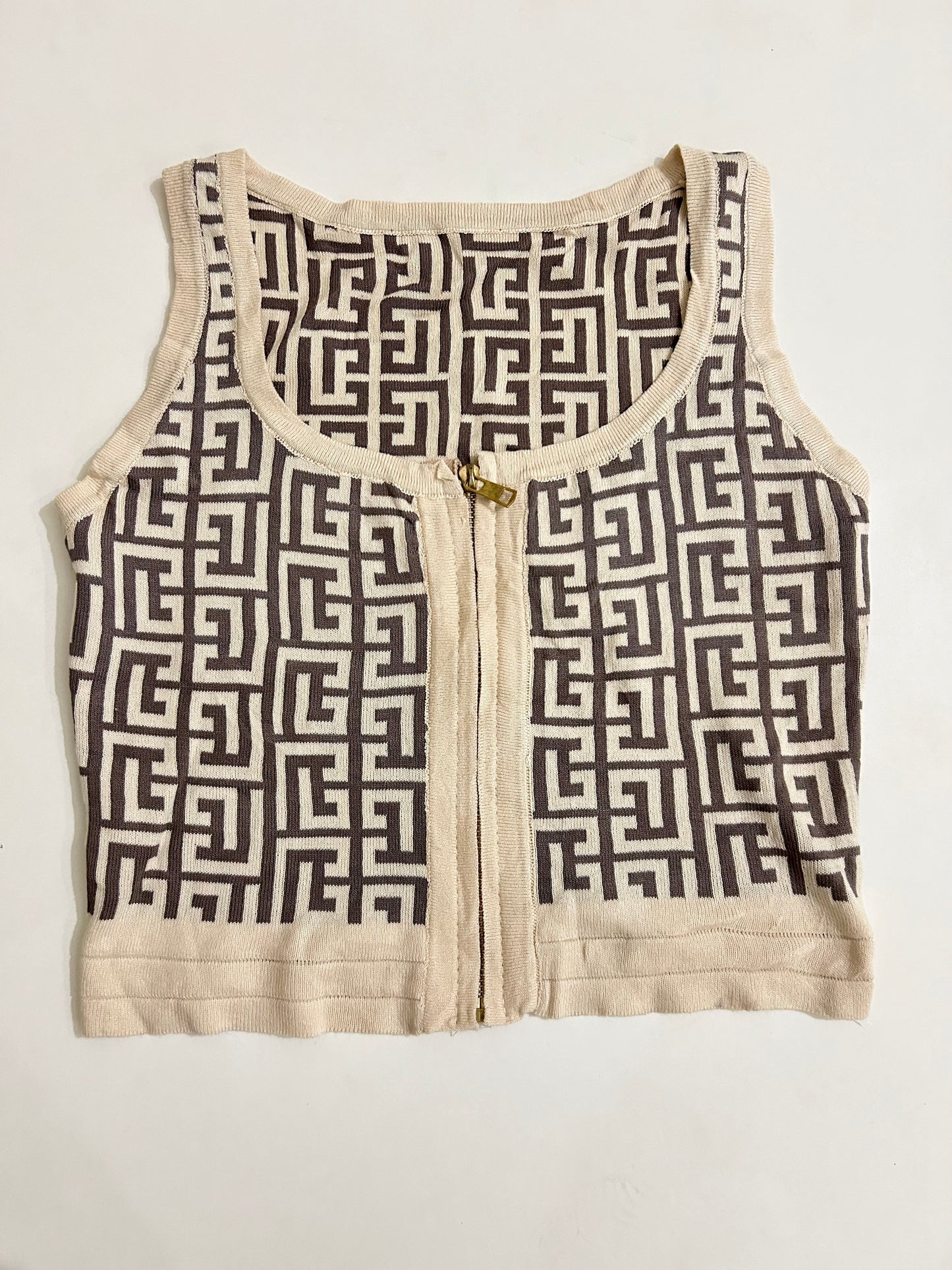 Fendy Print Front Zip Top