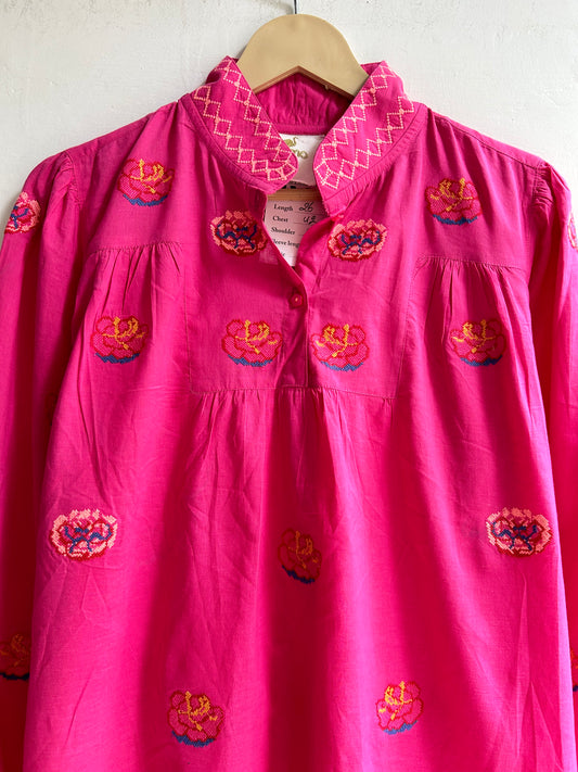 Cotton Tapestry Embroidered Shirt: Chest-44”