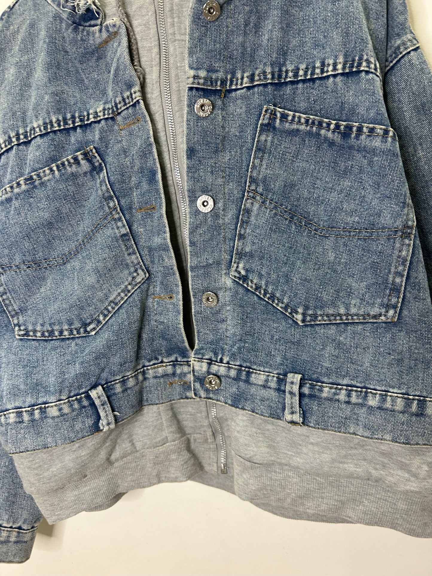 Layered Denim Hooded Jacket