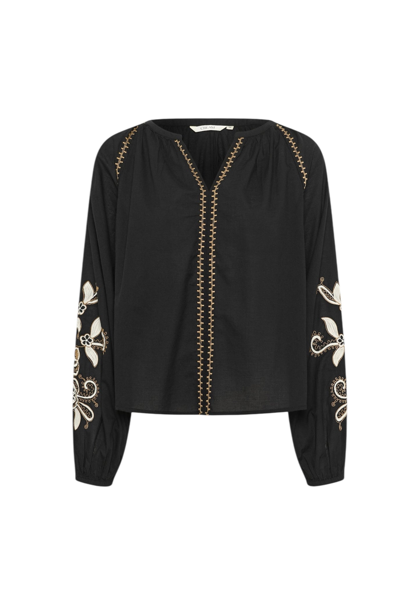Cotton Black Embroidered Top