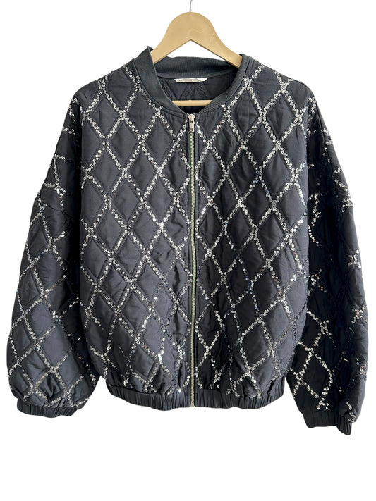 Sequinned bomber jacket