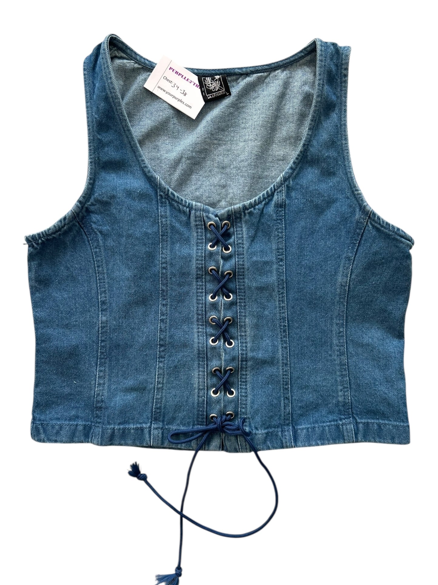 Blue Lace Up Denim Top:38”