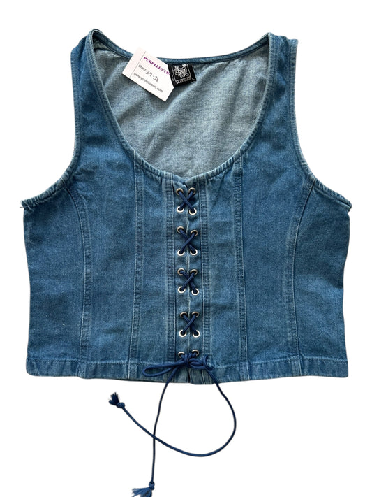 Blue Lace Up Denim Top:38”
