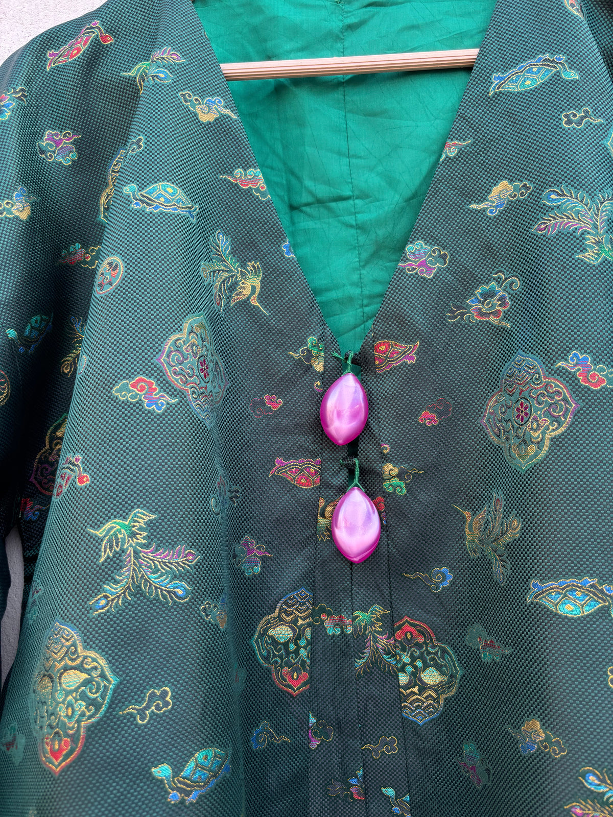 Green Vintage Floral Jacket: 46”