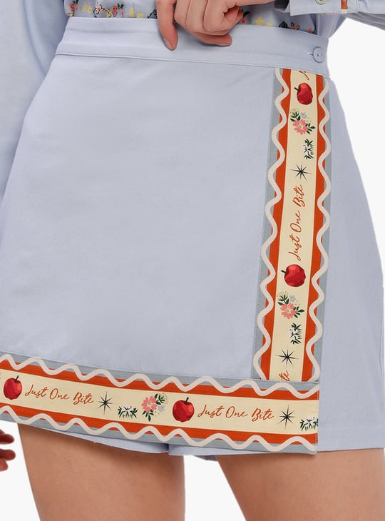 Blue Printed Cotton Skort