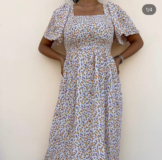 Mini Floral Ruched Dress