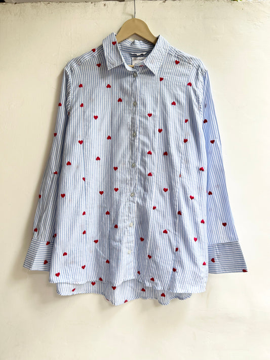Cotton Hearts Embroidered Shirt: Chest-50”