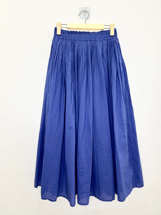 Blue Solid Cotton Skirt